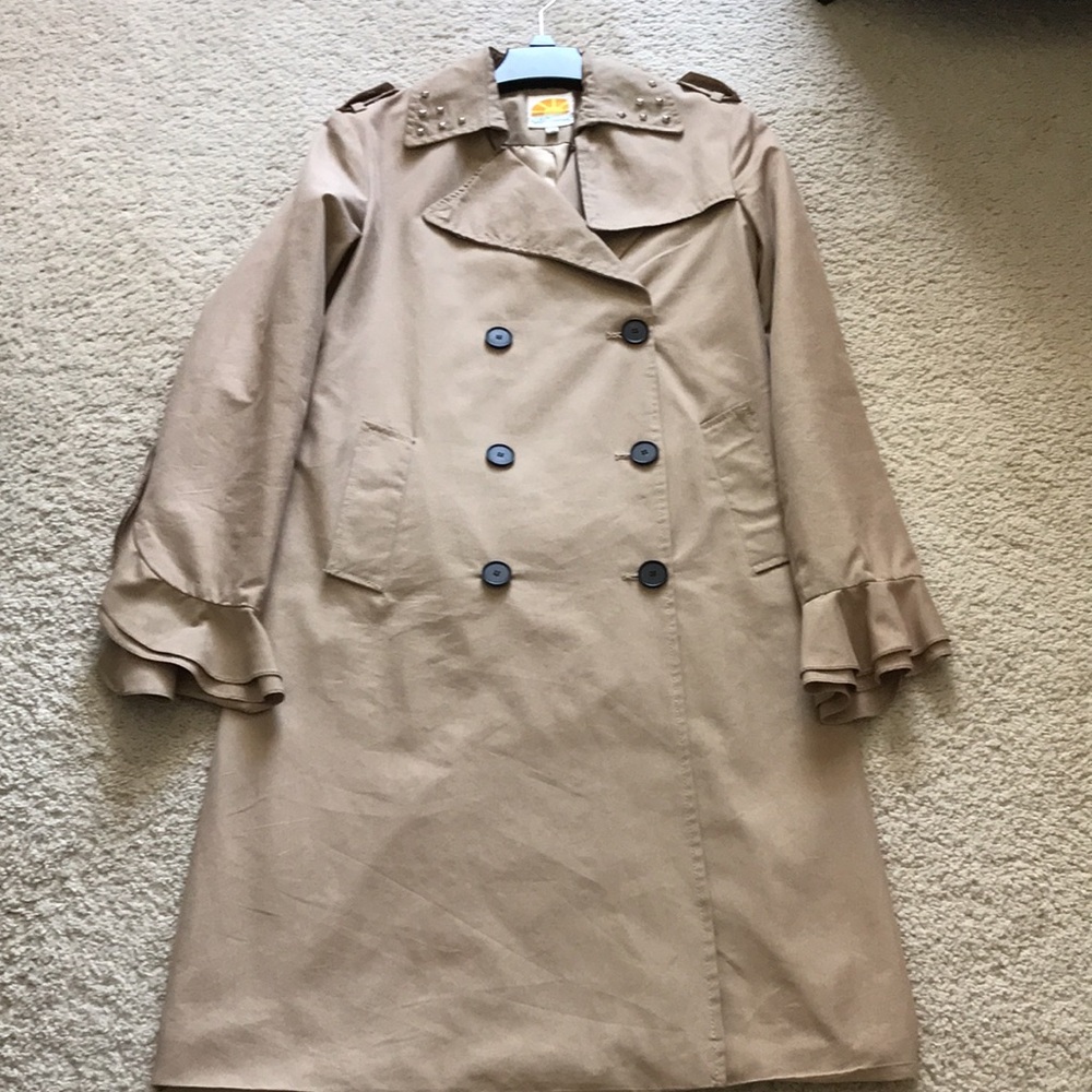 C&C California Tan Ruffle Jacket Size S - Picture 6 of 9